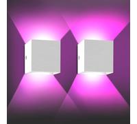 JaneYi 2 Pièces Appliques Murales LED RGB Intérieur 6W Applique Couleur Éclairage Indirect avec Télécommande Lampe Murale en Alliage d’Aluminium à Fixation par Vis pour Salon Chambre Gaming - Blanc