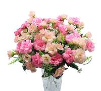 JaneYi 4 pièces Bouquet de Roses artificielles en Soie Artificielle pour décoration d'intérieur ou d'extérieur, pour Table de Cuisine, Jardin, Bureau, fête de Mariage - Rose et Rose Clair