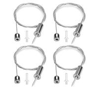 JaneYi 4 pièces Kit de Suspension Plafond Câble de Suspension Réglable Fil de Suspension Luminaire Corde en Acier Inoxydable à Suspendre Kit pour Panneau LED de Plafond Lumières Linéaires - 1 Mètre
