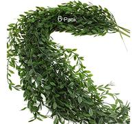 JaneYi 6 Pièces Guirlande de Lierre Artificiel Feuilles Vertes Usine de Lierre Feuillage en Plastique Faux Vigne de Saule Pleureur Artificiel Trailing Plante Suspendu pour Jardin Bureau Treillis Mural