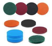 JaneYi 8 pièces Tampons à Récurer Éponge Abrasive 150mm et 2 pièces Disque Mousse Polissage Plat Eponge Abrasive Bois Métal Grain P80-700 Eponge Abrasif Carrosserie pour Ponceuse Perceuse