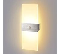 JaneYi Applique Murale Intérieure LED avec Détecteur de Mouvement 12W Blanc Chaud 3000K Lampe Murale Moderne Acrylique Aluminium Luminaire Mural Interieur pour Couloir Escalier Balcon Entrée Salon