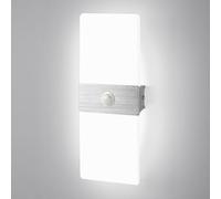 JaneYi Applique Murale Intérieure LED avec Détecteur de Mouvement 12W Blanc Froid 6500K Lampe Murale Moderne Acrylique Aluminium Luminaire Éclairage Intérieur pour Couloir Escalier Balcon Salon Entrée