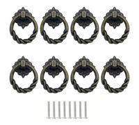 JaneYi Lot de 8 poignées de tiroir vintage antique à trou unique avec 8 vis pour placard de cuisine, armoire, commode - Bronze