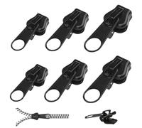 JanFebMar 6 Pièces Curseur Fermeture Eclair, Curseur Charnière de Rechange, Curseur Fermeture Eclair Clipsable Kit Réparation pour Vestes, Manteaux, Valises