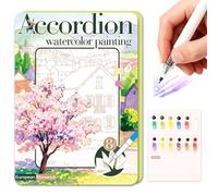 JanFebMar Livre de Coloriage a L’eau, Cahiers D'aquarelle Anti Stress pour Adultes, Livre Magique à l'Eau 12 Couleurs, Magic Water Book