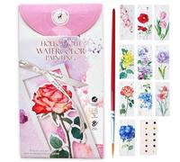 JanFebMar Livre de Coloriage a L’eau, Cahiers D'aquarelle Anti Stress pour Adultes, Livre Magique à l'Eau 12 Couleurs, Magic Water Book