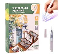 JanFebMar Livre de Coloriage a L’eau, Cahiers D'aquarelle Anti Stress pour Adultes, Livre Magique à l'Eau 12 Couleurs, Magic Water Book