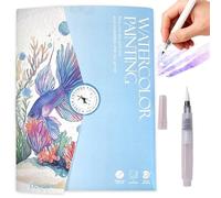 JanFebMar Livre de Coloriage a L’eau, Cahiers D'aquarelle Anti Stress pour Adultes, Livre Magique à l'Eau 12 Couleurs, Magic Water Book