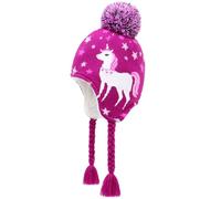 JANGANNSA Winter Peruvian Hat Earflap Fleece Lined Pompon Knit Hat Beanie for 3-5T Baby Girls