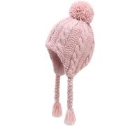JANGANNSA Winter Peruvian Hat Earflap Fleece Lined Pompon Knit Hat Beanie for 3-5T Baby Girls