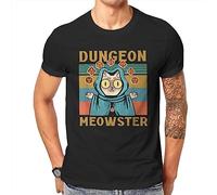 JANGJWEE DND Game Fabric Tshirt Dungeon Meowster T Shirt Men Clothes Design Black T-Shirts à Manches Courtes(Large)