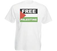 JANGJWEE Free Palestine Gaza Solidarity Mens White T-Shirt Manches Courtes(X-Large)