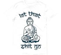 JANGJWEE Let That Sht Go Spiritual Buddha Yoga Zen Om Meditation t Shirt Schwarz Herren Manches Courtes(Small)