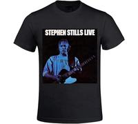 JANGJWEE Stephen Stills Live Shirts 100 Cotton Men Crew Neck Black Manches Courtes(XX-Large)