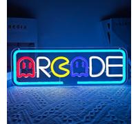 JanHune Panneau d'arcade néon de jeu pour décoration murale, jeu de fantômes, lumières LED pour salle de jeux, cave, chambre à coucher, cadeau pour joueurs d'arcade, adolescents