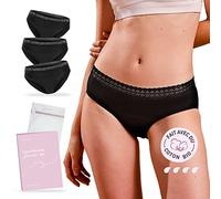 JANICE 3 Culottes Menstruelles Coton Bio = 5 tampons Absorbant Flux Abondant, sous-Vêtement Règles Incontinence Lavable Périodique (FR/ES, Alpha/Lettres, TTG, Taille Normale, Taille Normale)