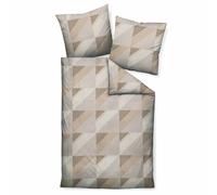 Janine Linge De Lit 2 Pièces - J.D., Satin Maco, Coton Mercerisé, Finition Soie, Motif Graphique Taupe/Marron 135x200cm Multicolore