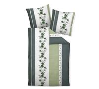 Janine Linge De Lit 2 Pièces - Mako-Soft-Seersucker, Coton, Non Repassage, À Motifs Vert/Blanc 135x200cm Multicolore