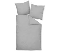 Janine Linge De Lit 2 Pièces - Mako-Soft-Seersucker, Coton, Non Repassage, Uni Platine 135x200cm Gris