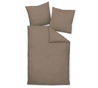 Janine Linge De Lit 2 Pièces - Mako-Soft-Seersucker, Coton, Non Repassage, Uni Taupe 135x200cm