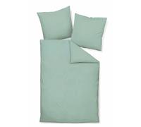 Janine Linge De Lit 2 Pièces - Mako-Soft-Seersucker, Coton, Non Repassage, Uni Vert 135x200cm Vert