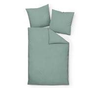 Janine Linge De Lit 2 Pièces - Mako-Soft-Seersucker, Coton, Non Repassage, Uni Vert Sauge 135x200cm