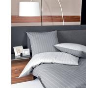 Janine Linge De Lit 2 Pièces - Mako-Soft-Seersucker, Coton, Rayé Argent 135x200cm Argenté