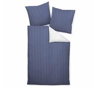 Janine Linge De Lit 2 Pièces - Mako-Soft-Seersucker, Coton, Rayé Bleu 135x200cm Multicolore