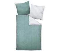 Janine Linge De Lit 2 Pièces - Mako-Soft-Seersucker, Coton, Rayé Vert 135x200cm Multicolore