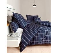 Janine Modernclassic Parure de lit en satin de coton mako Bleu nuit (12) 135 x 200 cm
