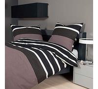 Janine Parure de lit en flanelle Nougat-Noir, Coton, nougat-schwarz, 240 cm x 220 cm