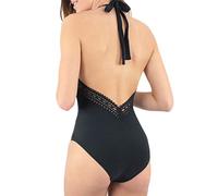 Janine Robin - Maillot de Bain 1 pièce Tour de Cou Dentelle Darling 46 - Noir - Marque Française - Haute Qualité