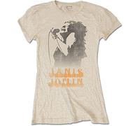 Janis Joplin - T-Shirt # L Ladies Neutral # Working The Mic [Import]