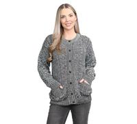 janisramone® Cardigan en tricot torsadé pour femme, col ras du cou, manches longues, cardigan boutonné pour femme pour l'automne et l'hiver, cardigan pour femme avec poches, hauts tricotés pour femme