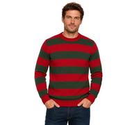 janisramone® Costume Freddy unisexe pour homme et femme - Pull rayé vert et rouge et chapeau - Costumes de film d'horreur pour adultes - Costumes d'Halloween pour homme et femme