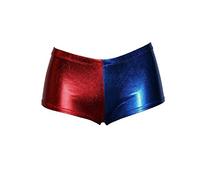 Janisramone Femme Dames Rouge Bleu Misfit Cosplay Halloween Costume Crop Top Hotpants MTallique Leggings Pantalon