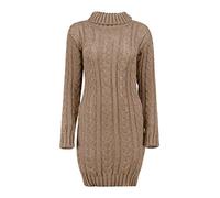 Janisramone Femmes Dames Nouveau Cowl Polo Cou Chunky Câble Tricoter Sauteur Pullover Bodycon Mini Robe Tunique Haut