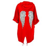 Janisramone Femmes Dames Nouveau Paillette Ange Ailes Retour Baggy Oversized Sweat à Capuche Cardigan Veste Sweat-Shirt Haut