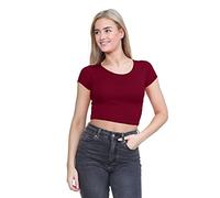 Janisramone Femmes Dames Nouveau Plaine Casquette Manches De Base Style élastique Gilet Tee T-Shirt Mini Crop Haut