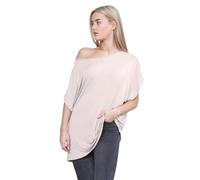Janisramone Femmes Dames Nouveau Plaine De Le Épaule Batwing Manche Bardot Baggy Surdimensionné T-Shirt Tee Top