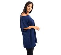 Janisramone Femmes Dames Nouveau Plaine De Le Épaule Batwing Manche Bardot Baggy Surdimensionné T-Shirt Tee Top