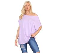 Janisramone Femmes Dames Nouveau Plaine De Le Épaule Batwing Manche Bardot Baggy Surdimensionné T-Shirt Tee Top