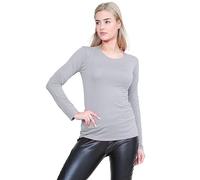 Janisramone Femmes Dames Nouveau Rond Cou Longue Manches Plaine Décontractée Stretchy Tee De Base Mince Fit T-Shirt Haut