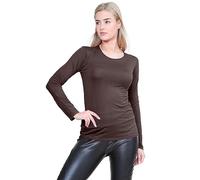 Janisramone Femmes Dames Nouveau Rond Cou Longue Manches Plaine Décontractée Stretchy Tee De Base Mince Fit T-Shirt Haut