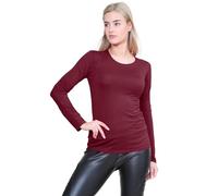 Janisramone Femmes Dames Nouveau Rond Cou Longue Manches Plaine Décontractée Stretchy Tee De Base Mince Fit T-Shirt Haut