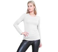 Janisramone Femmes Dames Nouveau Rond Cou Longue Manches Plaine Décontractée Stretchy Tee De Base Mince Fit T-Shirt Haut