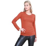 Janisramone Femmes Dames Nouveau Rond Cou Longue Manches Plaine Décontractée Stretchy Tee De Base Mince Fit T-Shirt Haut