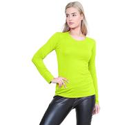 Janisramone Femmes Dames Nouveau Rond Cou Longue Manches Plaine Décontractée Stretchy Tee De Base Mince Fit T-Shirt Haut