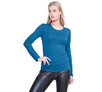 Janisramone Femmes Dames Nouveau Rond Cou Longue Manches Plaine Décontractée Stretchy Tee De Base Mince Fit T-Shirt Haut